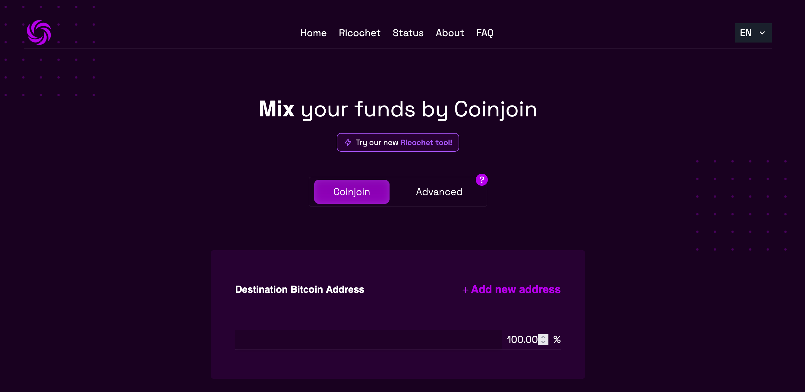 Blockchain network visualization showing how Mixero BTC mixer anonymizes transactions